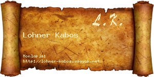 Lohner Kabos névjegykártya